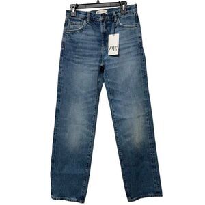 Zara Women Slim Jeans EU 34 US 2 Blue Folded Fit denim Low Rise 6688/011 NWT